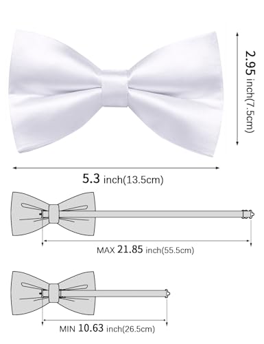 Image of Solid Color Bow Ties for Men Silk Pre-tied Tuxedo Bowtie Set 4PCS | Pre-tied in 3 seconds,adjustable 4PCS bow tie and pocket square cufflinks lapel pin set,wedding,formal,party,prom,graduation