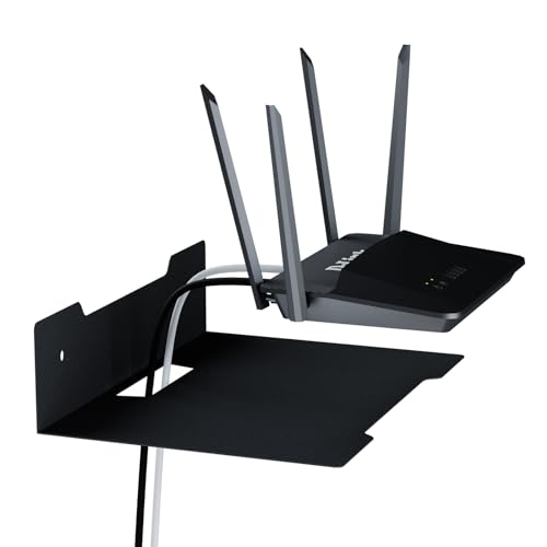 PzewMo Floating Metal Wall Mount Shelf,Shelf for Projector,TV Cable Box,Router,Speaker,Sound Bar,Camera,Gaming,Decor Display (1, Medium)