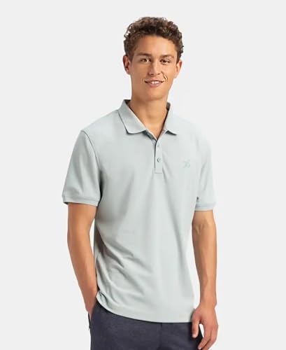 Image of Jockey AM38 Men Microfiber Fabric Solid Half Sleeve Polo T-Shirt with StayDry & StayFresh Technology