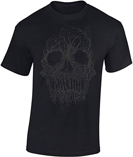 T-Shirt: Tree Skull - Crâne d'arbre - Fantaisie Tee-Shirt - Sci-FI Fantasy - Idée Cadeau - Homme-s Femme-s - Gamer -Forêt - Zombie - Halloween - Ciné (M)