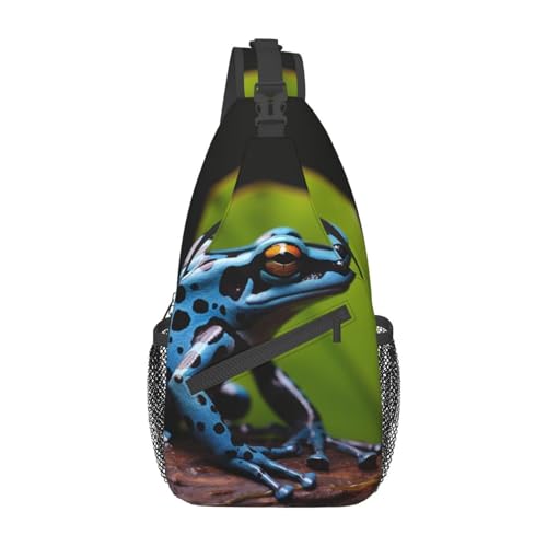 Mochila tipo sling con diseño azul ajustable unisex