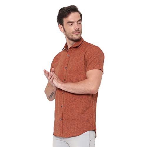 Image of LATEST CHIKAN Men's Cotton Blend Textured Half Sleeves Shirt
