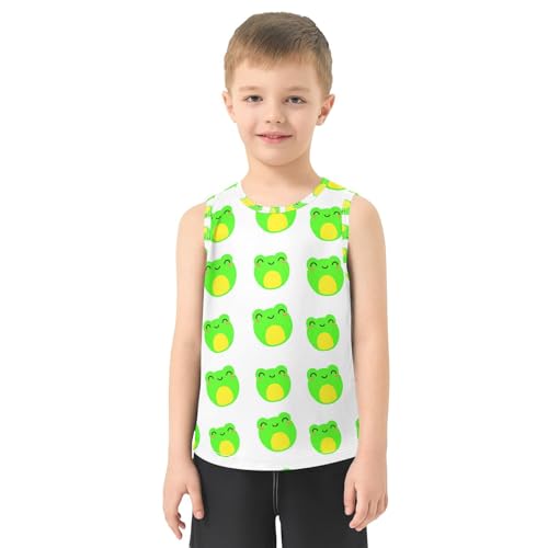 J JOYSAY Cartoon Frog Head White Boys Tank Top Sleeveless Muscle Shirts Quick Dry Kids T-Shirts 3-15T2
