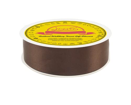 Image of Double Face Brown Satin Ribbon 1-1 /2 inch X50 Yards Polyester Brown Ribbon for Gift Wrapping Very Suitable for Weddings Party Invitation Decorations and More