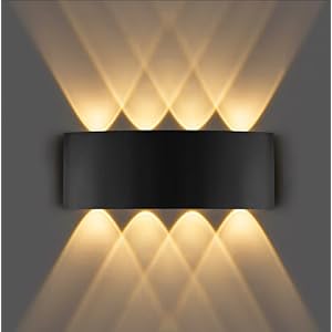 Wandleuchte innen & aussen, 8W LED Wandlampe IP65 Wasserdicht Aussenlampe Außenleuchte 3000K Warmweiß Nachtlicht Aluminium Lampe für Wohnzimmer Schlafzimmer Badezimmer Treppen Garten Garage