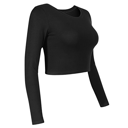 Womens Long Sleeve Crop Tops Basic Teen Girl Clothes Casual Cute Yoga Shirts Layering Slim Fitted Workout T-Shirt2
