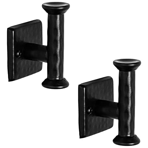 Monarch Abode 19129 Metal Hand Hammered Black Towel Hook, Coat Hook (Set of 2) Cover