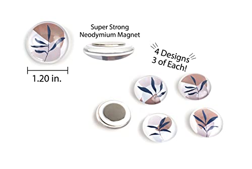 Refrigerator Magnets Fridge Magnet 12 Pack, Strong Magnets For Fridge, Round Glass Cute Magnets For Whiteboard, Locker Accessories, Stainless Steel Safe, Neodymium Magnet, 12 Pcs Earth Tone Plant #TOP6