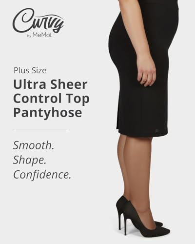 Image of MeMoi Plus Size Curvy Ultra Sheer Control Top Pantyhose