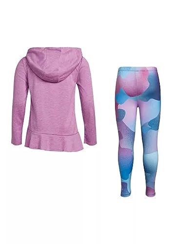 Adidas Girls Curved Front Hooded Mélange Shirt Top & Tight Set2