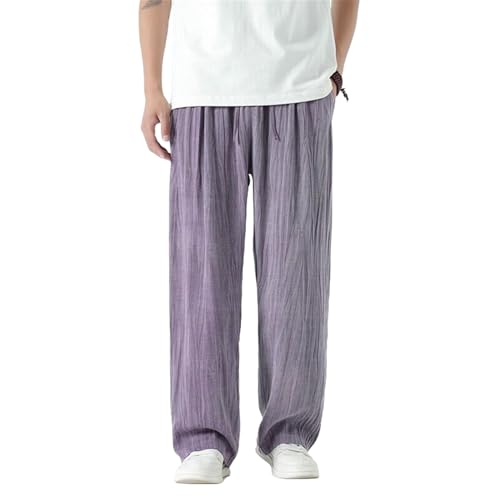 Pantalon en lin homme style chinois d'été léger coupe droite