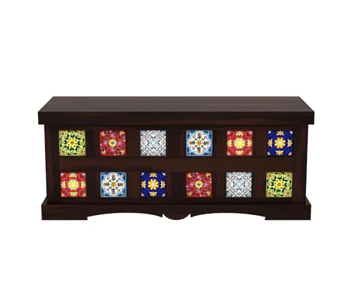 Image of The Attic Jaipur Storage Box, Multipurpose Cabinet for Living Room & Bed room Storage, Solid Wood Classy storage, Walnut Matte Finish