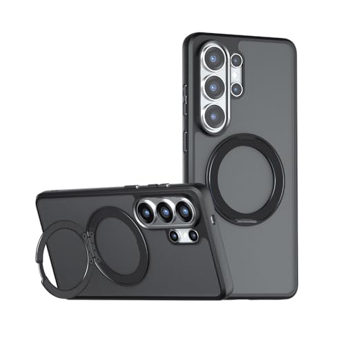 Jiajihua Phone Case Compatible with Samsung Galaxy S22 Ultra 【Kickstand Magnetic Car Mount Drop Lens Protection】 Black