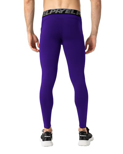 EAONLFP Calça legging atlética masculina de compressão com bolsos, camada de base seca e fresca para
