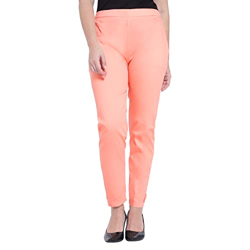Image of BLUE STAR SHARK Stretchable Cotton Lycra Cigarette Pants | Versatile and Stylish Women's Pants | Comfortable Slim Jeggings | Ankle Length Straight Trousers for Office, Formal, Casual Wear