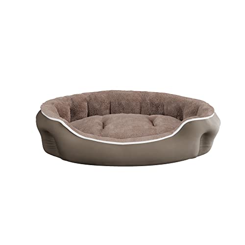 Cuccia Morbida per Cani e Gatti da Interno – Letto Invernale in Pile Caldo con Base Impermeabile Antiscivolo - Comfort Massimo (Coccole, 75x65x20 cm, Beige)
