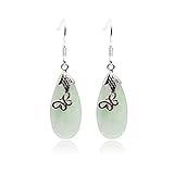  Sweet & Happy Girl\'s Store 12x30mm Drip Gr¨¹ne Jade-Korn-Silber Ohrh?nger Schmuck