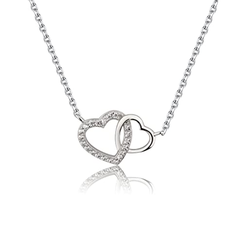 Image of Cherished Moments 925 Sterling Silver Mom and Me Double Heart Bracelet Sold as a Set or individually