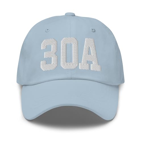 30A Rosemary Beach Florida Embroidered Dad Hat College Varsity Letter Light Blue