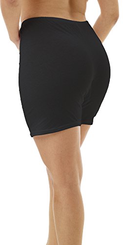 Underworks Womens 100% Cotton Cuff Leg Bloomers 8-inch Inseam Black 3-Pack 12X 63-64 Hips
