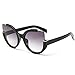 Supertrip Womens Fashion Oversized Round Square Plastic Vintage Cut-Out Flash Mirror Lens Cat Eye Sunglasses Color Black/Gray