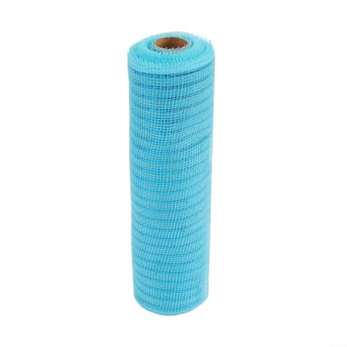 Gdfnmogo Cinta de malla decorativa, polipropileno, rayas metálicas, multicolor, 26 cm x 10 yardas, para coronas de Navidad, lazos, guirnaldas, manualidades de bricolaje (azul)