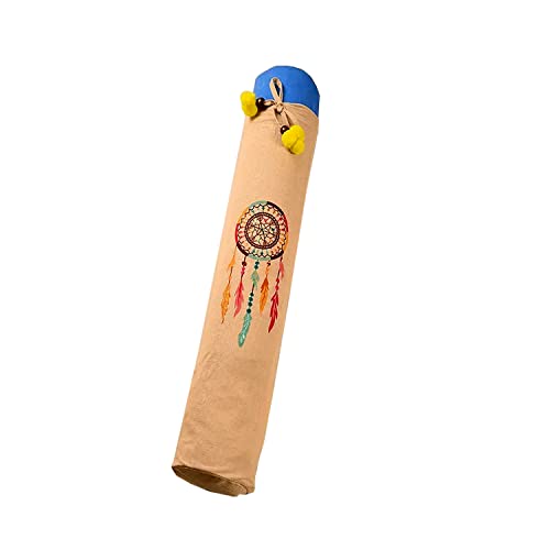 Image of Yoga Mat Cover Bag | Cotton Exercise Fitness Durable | Mat Carry Bag Cover Only With Strong Shoulder Straps | Yoga Mat Bag For Men & Women (Beige & multi, L 74 X W 25 Cm)