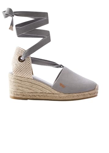 VISCATA Escala Espadrille Canvas Wedges with Sleek Ankle Laces Women's Lace Up Shoes Handmade in Spain Organic Cotton Canvas and 100% Natural Jute Midsole for All Occasions