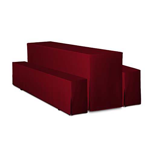 TexDeko Hussen Bierzeltgarnituren gepolstert 5TLG Set Festzeltgarnituren Bierbankhussen Premium (50cm, Bordeaux) Cover