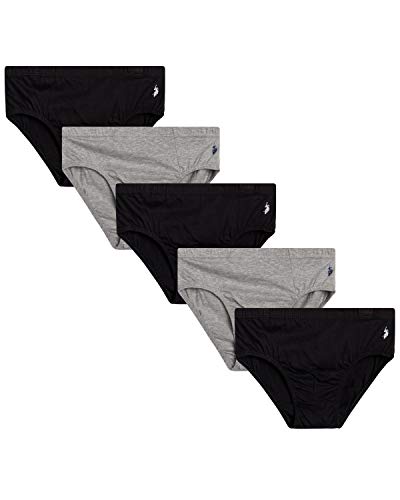 U.S. Polo Assn. Men's Low Rise Underwear Briefs (5 Pack), Blacks/Grey, Size X-Large