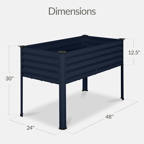 Image of Best Choice Products 48x24x30in Galvanized Raised Garden Bed, Metal Elevated Planter Box, Vegetable Garden for Backyard, Patio, Balcony, 100% Non Toxic Materials - Navy Blue
