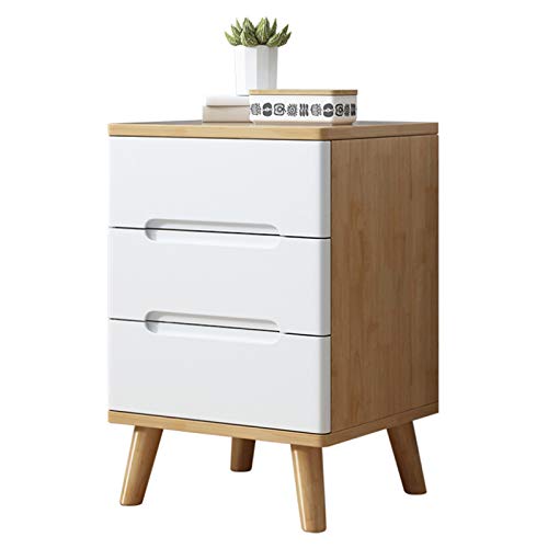 JXRYFMCY Nachttische Beistellschränke Gebogene Massivholzbettkabinett Schlafzimmer Nachttischkabinett Lagerschrank Lagerschrank DREI Schublade Kommode Schrank Nachttisch (Color : A, Größe : ONE Size) Cover