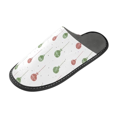 Slippers for Women Line Christmas Ball Pattern Soft Winter Warm Shoes Indoor Outdoor Non-Slip House Travel Slippers2