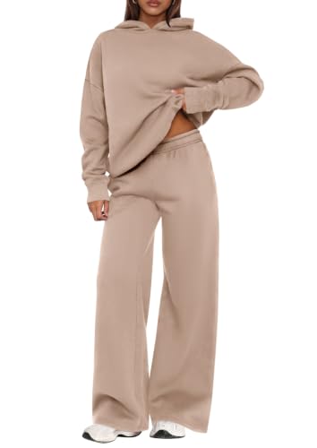 Image of PRETTYGARDEN Womens Sweatsuits 2 Piece Set 2026 Casual Winter Long Sleeve Hoodie Loose Wide Leg Sweatpants Fall Tracksuit