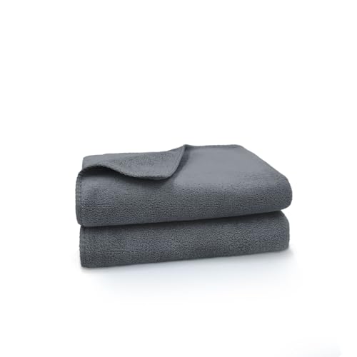 Image of Sassoon Venir Microfiber 2 Piece Hand Towels in 450 GSM (40x60cm, Stormdust Color) - Absorbent & Quick Dry Multipurpose Hand Towels