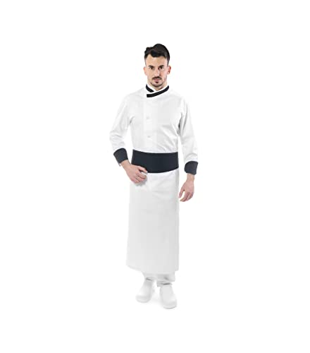 Uniforme de cuisine Messi blanc et noir XXXL avec veste pantalon et tablier