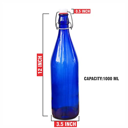 Image of Pure Source India Glass water Bottle Airtight 1000 ml, 1 Piece, Blue