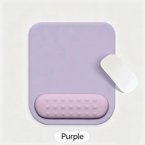 Image of Mouse Pad with Gel Wrist Rest Support, Ergonomic Mouse Cushion with Non Slip Rubber Base Mouse Pad for Laptop, Computer, Gaming, Office (Purple, Rectangular)