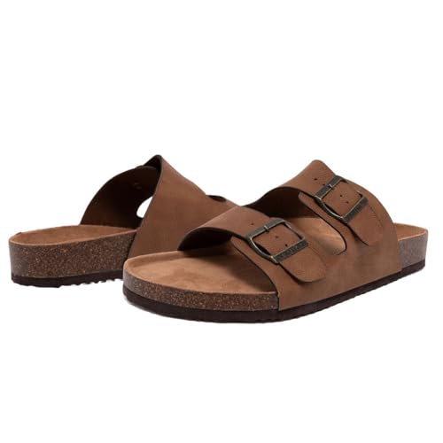 Image of Nautica Men's Sandals - Casual Slides with 2 Adjustable Buckle Straps and Cork Footbed for Ultimate Comfort and Style (Regular /Wide Width, Big Size)