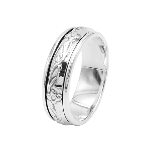 Bague anti-stress argent 925 anneau tournant de sérénité taille US 6.5 mixte