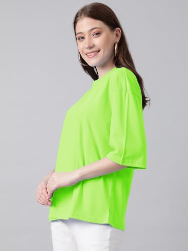 Image of KOTTY Women's Cotton Blend Solid Oversized T-Shirts
