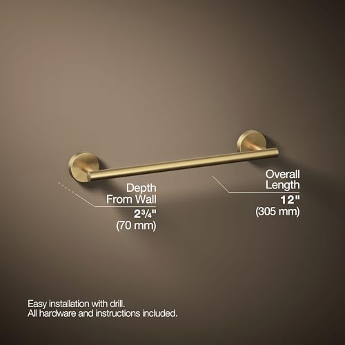 Kohler 27288-2MB Elate® 12" Towel bar, Vibrant Brushed Moderne Brass by Kohler - Image 3