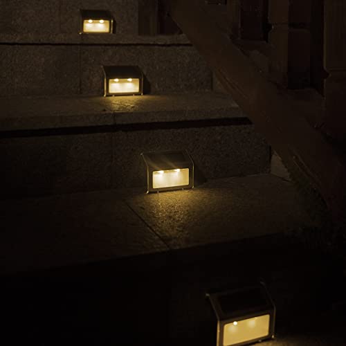 Xlux [Warm Light] Solar Lights For Steps Decks Pathway Yard Stairs Fences, Led Lamp, Outdoor Waterproof, 6 Pack #TOP7
