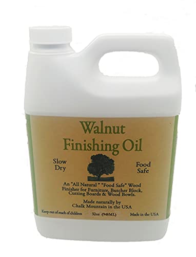 Chalk Mountain Brushes 32oz Walnut Oil Food Safe Finisher. Great for Wooden Utensils. Preserve and Beautify Unfinished Wood.