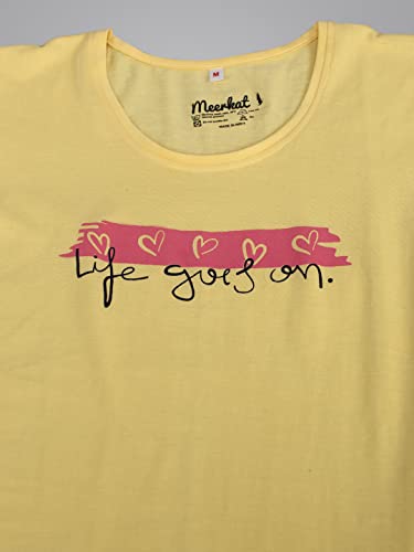 Image of Meerkat Women Short Sleeve Knee Length Cotton Knits Printed Short Nighty /Long Shirt /Midi