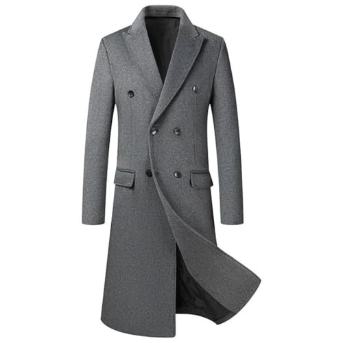 Men's Double Breasted Wool Blend Long Coat Winter England Style Business Casual Solid Color Trench Overcoat2