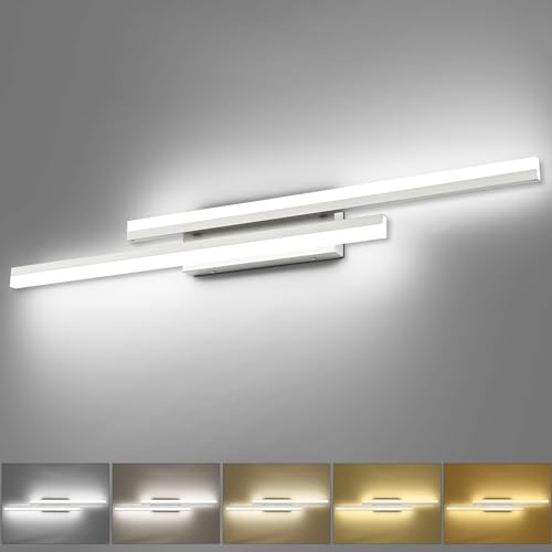Image of PRESDE 40 inch LED Bathroom Vanity Light, Modern Brushed Nickel Wall Bar Fixture Over Mirror 5CCT