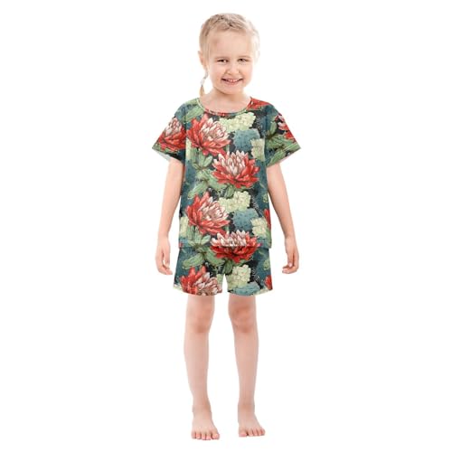 ALAZA Cactuses Flowers Pajama Set Short Sleeve Sleepwear Soft Lounge Nightwear3