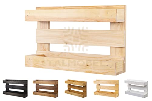 🏡 MACETERO / BOTELLERO / VINOTECA DE PALETS, MACETERO / BOTELLERO / VINOTECA Colgante DE Pared Vintage-Rustico con 2 BALDAS 🏡 (Natural SIN BARNIZAR) Cover