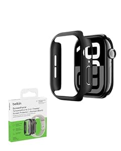 Belkin ScreenForce TemperedCurve 2-in-1 Apple Watch Series 10 Schutzhülle (46 mm), Apple Watch Displayschutz mit Schutzrand, Hülle für Series 10, Schutzfolie aus Hartglas mit 360˚-Schutz - schwarz
